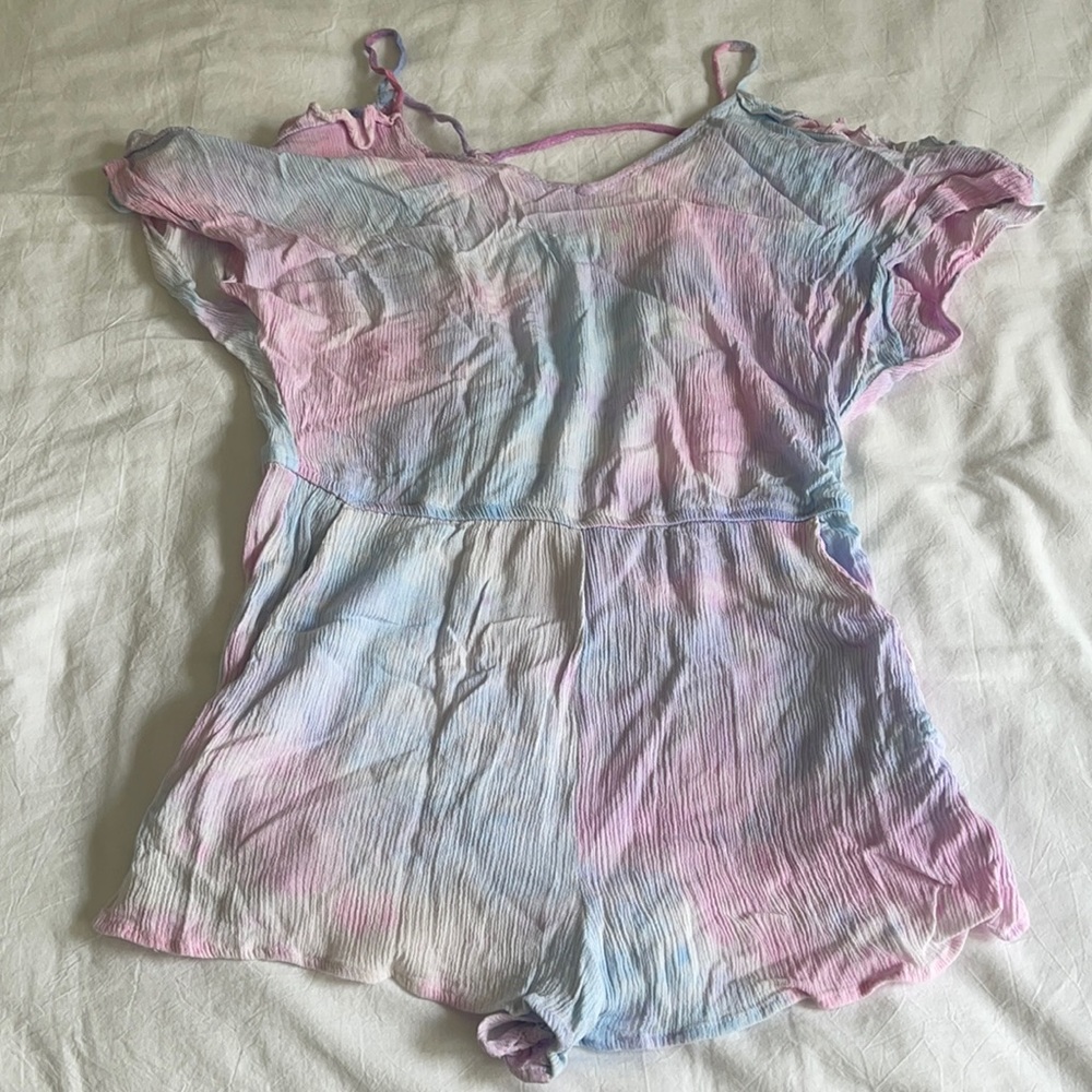 Cotton Candy tie dye romper with pockets